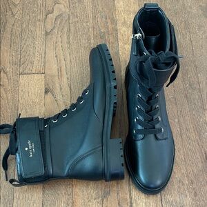 Kate Spade Black Lace-Up Boots size 9.5